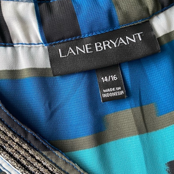 Lane Bryant Colorful Vibrant Blue, Teals and Whites Flowly Top Plus Size 14/16 - Picture 5 of 9